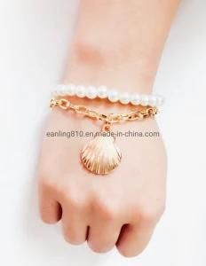 Pearl Beaded Sea Shell Pendant Handmade Bracelet Beach Jewelry