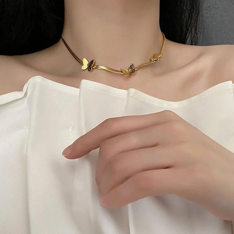 Women Jewellery Necklaces Gold Plated Titanium Steel Necklace