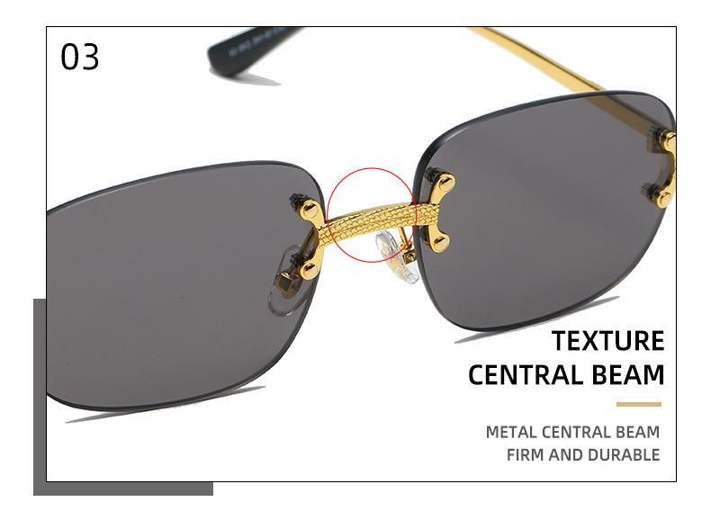 2021 High Quality Square Metal Sunglasses Women Trendy Rimless Sunglasses