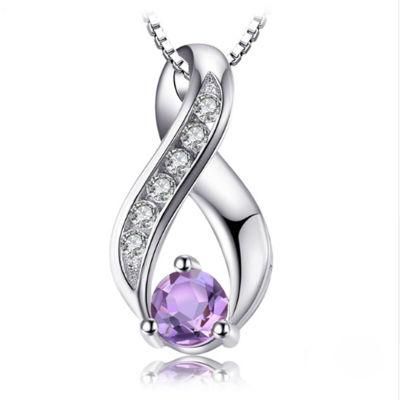 925 Sterling Silver Pendant for Fashion Women Fine Jewelry with Gemstone Amethyst
