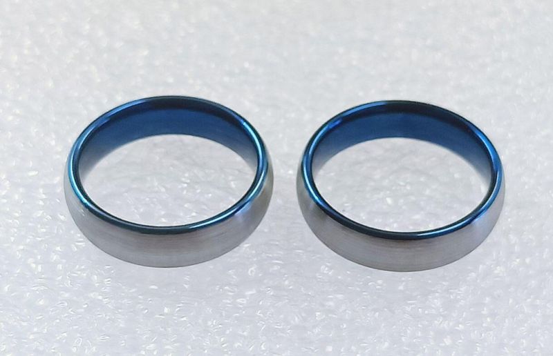 Factory Wholesale New Tungsten Steel Ring 4mm Wide Blue Matte Ring Tungsten Gold Ring for Men and Women Jewelry Tst4193