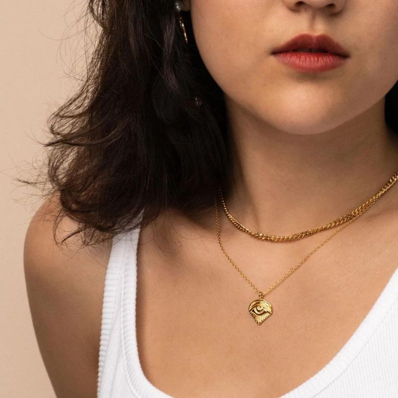 18K Vermeil Gold Jewelry925 Sterling Silver Evil Eye Necklace