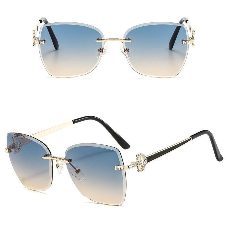 New Style Diamond-Encrusted Frameless Cut-Edge Square Women Sunglasses