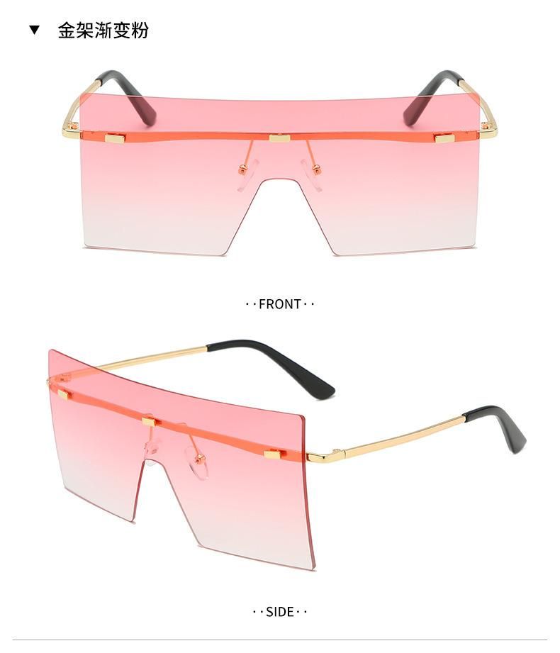 2020 Hot Sale Amazon Big Size Fashionable UV400 Oversize Rimless Metal Sunglasses