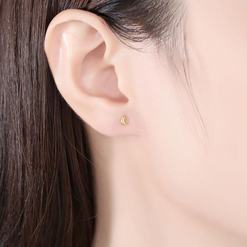 Sterling Silver Earrings Moon Style Jewelry Studs