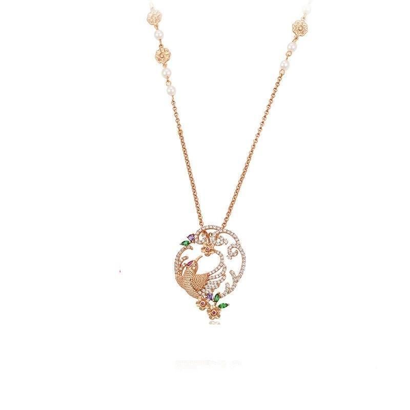 New Bird Design Good Looking Wholesale Rose Fashion Crystal Necklace