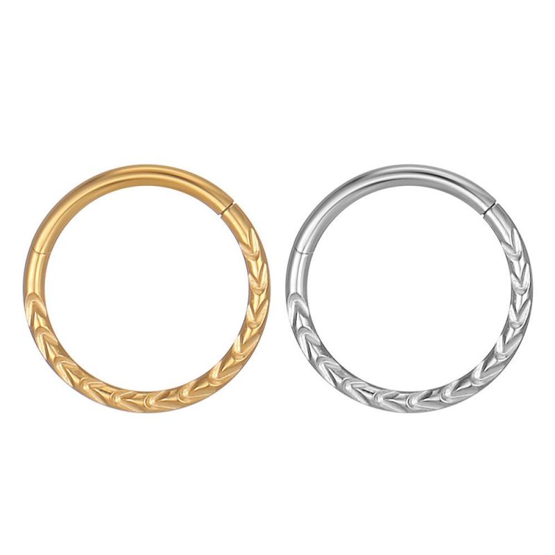 Wheat-Ear Hinged Segment Clicker-G23 Titanium Nose Rings Hoop 16g 6mm to 12mm Body Piercing Jewelry