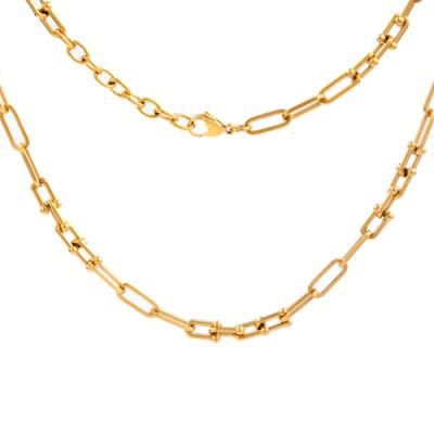 Facshion Gift 18K Gold Chunky U Shaped Choker Link Chain Necklace Pinball Linked Stainless Steel Jewelry