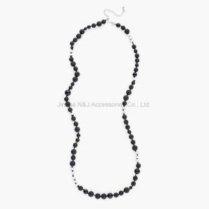 Food Grade Silicone Teething Black Beads Necklace for Mom Baby Silicone Nursing Necklaces with Square Beads