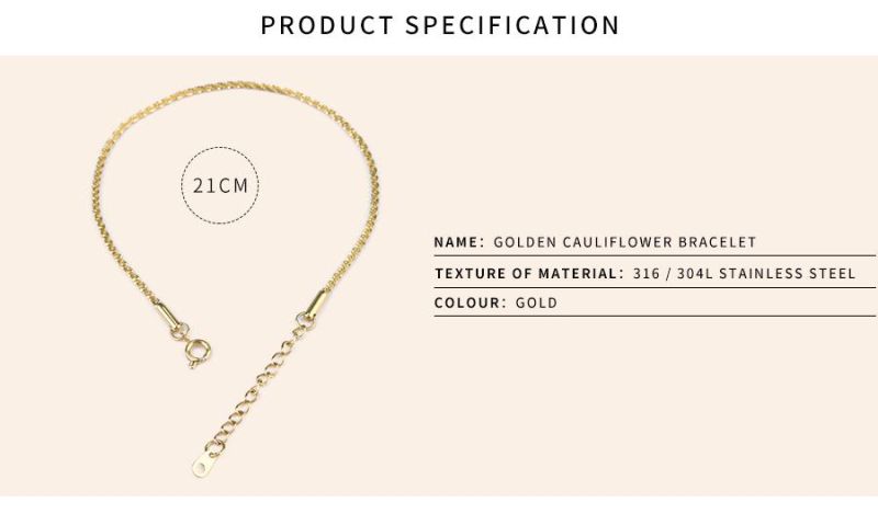 Women′s Small and Exquisite Gold Cauliflower Bracelet