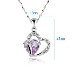 925 Sterling Silver Amethyst Stone Heart Pendant