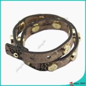 Stud Fashion Girl Brown Leather Bracelet (LB)