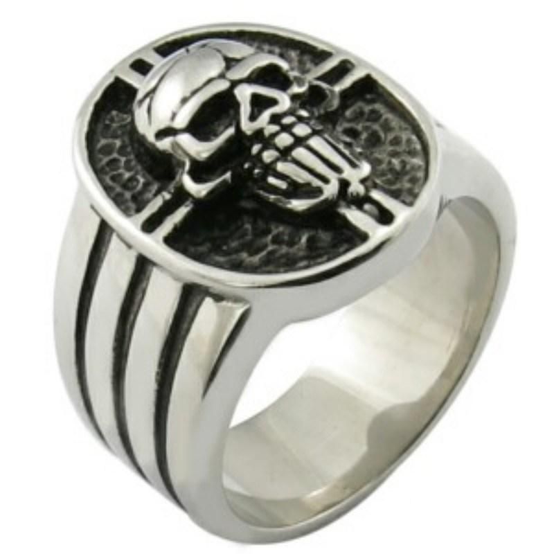 Fashion 316L Stainless Steel Antique Look Movie Skull Ring