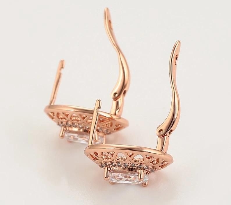 Fashion Exquisite Diamond Set Environmental Protection Copper New Rose Gold Ear Clip Earrings