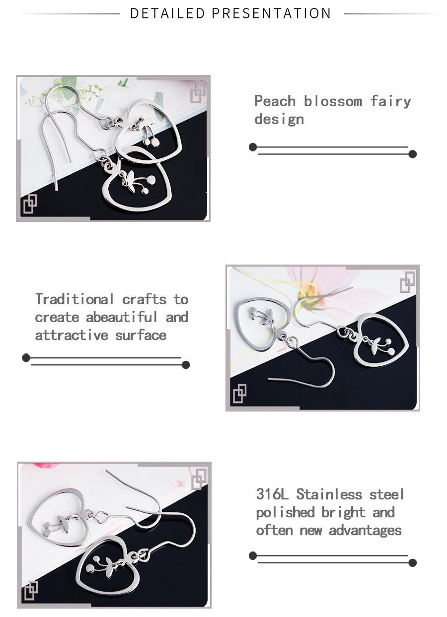 Sweet Peach Blossom Fairy Ear Hook, Heart-Shaped Temperament Earrings Woman