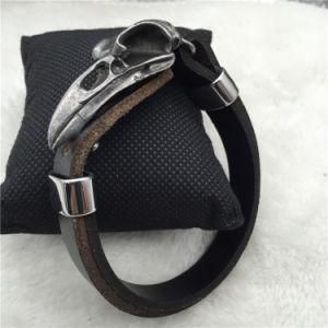 Punk Gents Black Genuine Leather Eagle Skull Wrist Bangle Bracelets