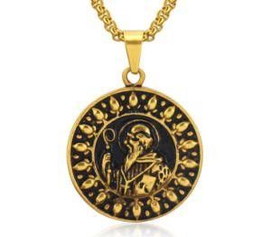 Saint Benedict of Nursia Medal Pendant Necklaces for Men Roman Catholic Christian Religious Exorcism Blessing Male Jewelry