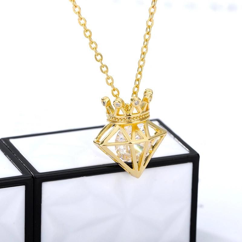 Fashion Diamond Chomel Zircon Crown Women Necklace Jewelry