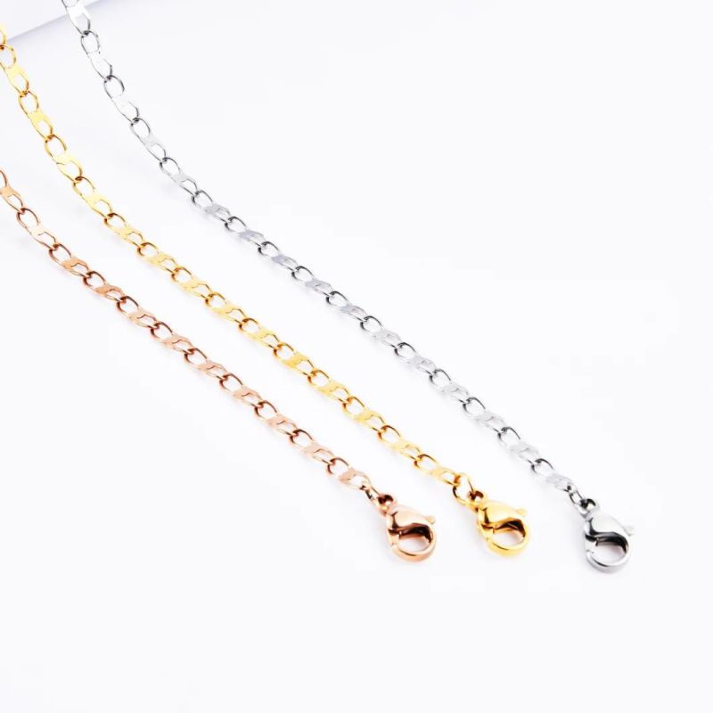 3 Colors Stainless Steel Gold Plated Anchor Plain Necklace for Man
