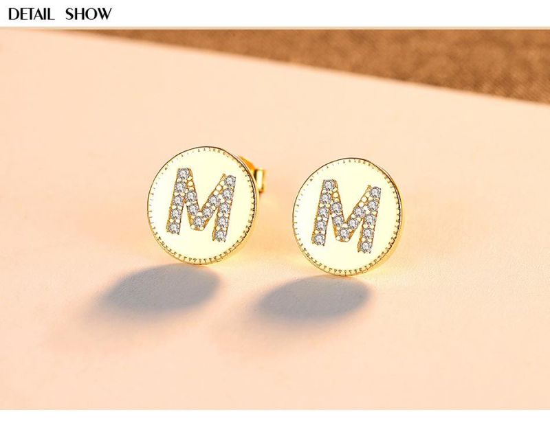 Hot-Selling S925 Sterling Silver Earrings Jewelry M Words Silver Studs