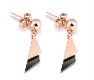 Black and Rose Gold Color Dual Triangle 316L Stainless Steel Stud Earrings for Women Studs Earrings Women