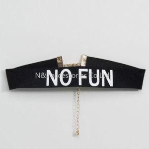 New Fashion Vintage Handmade Weave Print &quot;No Fun&quot; Velvet Choker Necklaces for Women Jewelry Necklace