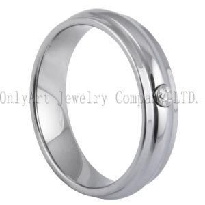 Shiny Polished CZ Set Tungsten Carbide Wedding Ring (OAGR0146)