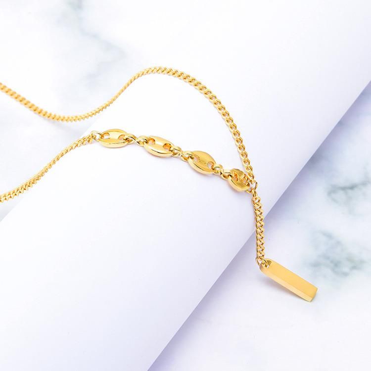 Manufacturer Customized Fashion Gold Plated Matte Jewelry Women′s Stainless Steel Jewelry Fashion Necklace