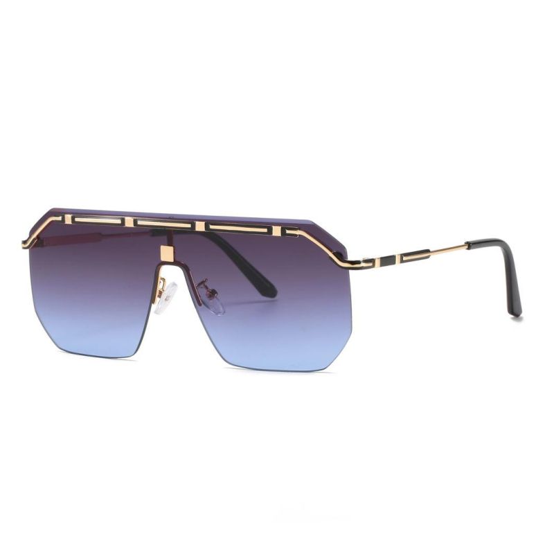 2020 No MOQ Fashion One Piece Oversize Metal Sunglasses