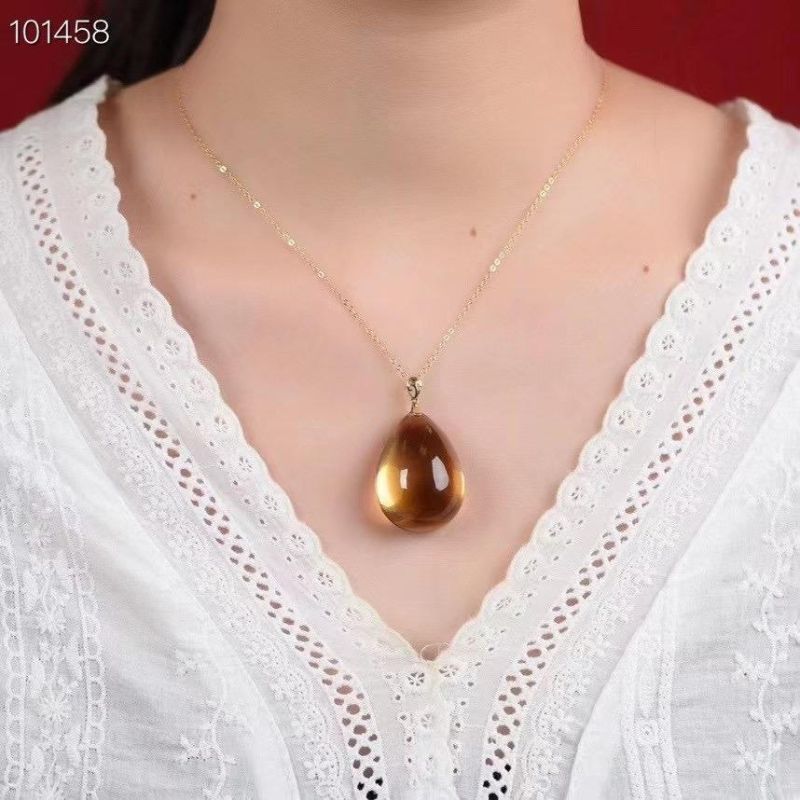 18K Gold Citrine Pendant China Donghai Crystal