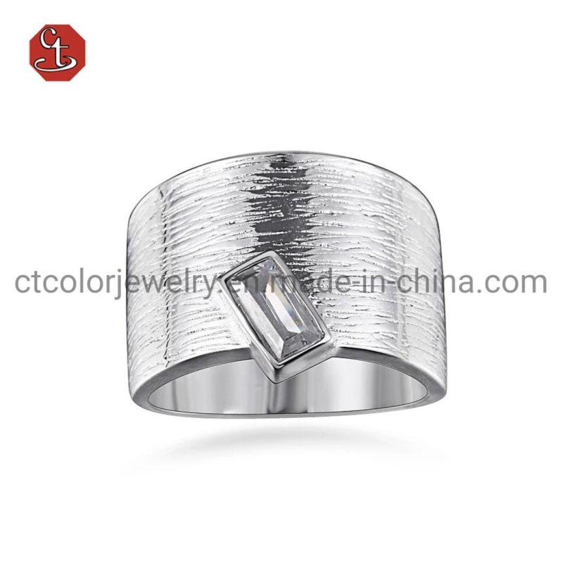 Sandblast Silver or Brass Rings Wholesale TP CZ Ring