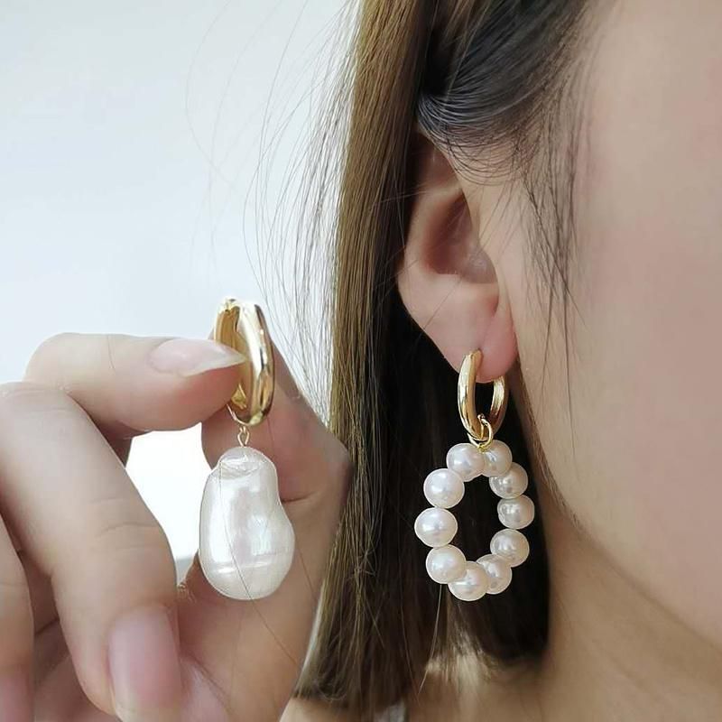 Wholesale OEM Fashion Jewelry Silver and Brass Freshwater Pearl Drop Earring for Women