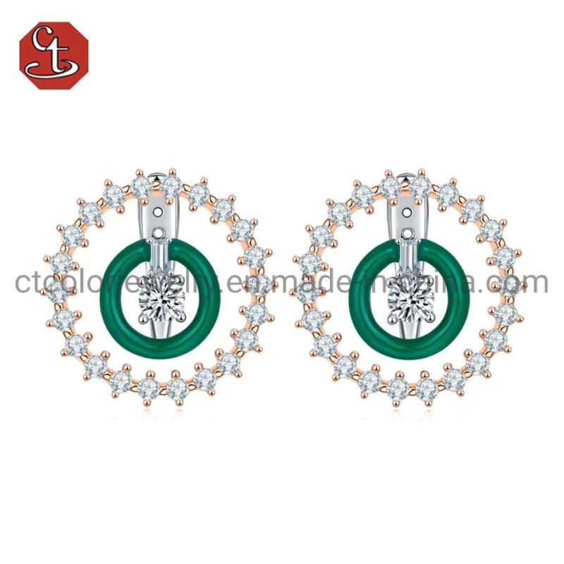 Fashion Jewelry 925 Sterling Silver Enamel Chain CZ Diamond Necklace for Women