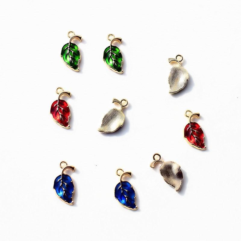 Green Leaf Alloy Enamel Charms Pendants for Making DIY Bracelets Necklaces Keychain