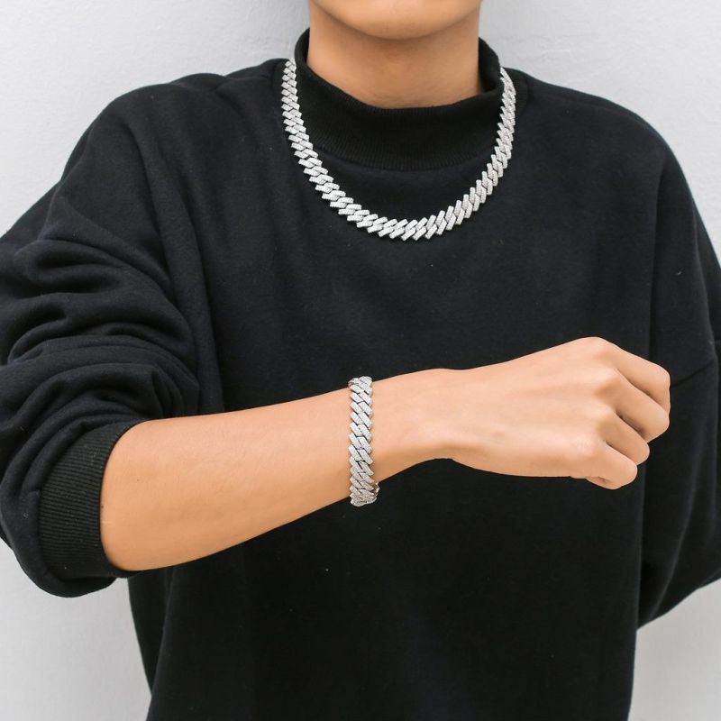 American Men Hip Hop Iced out Jewelry Diamond Miami Cuban Link Chain Bracelet Choker Fashion Charm Wholesale Jewellery Necklace