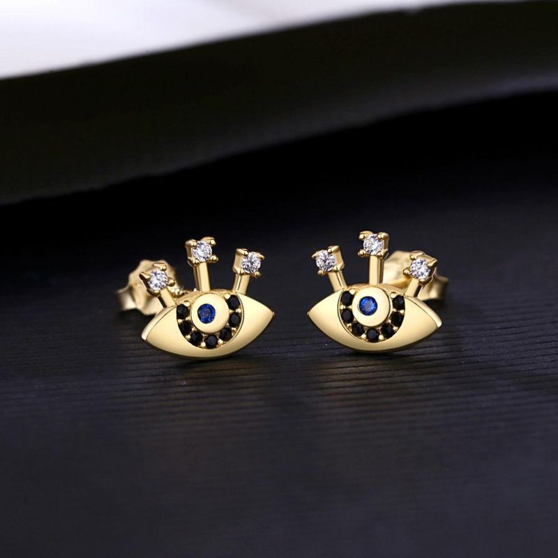 Stylish Demon Eye 925 Sterling Silver Earrings Ear Studs