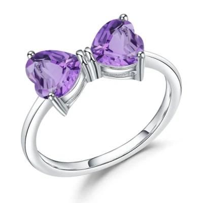Milo Amethyst Ring Natural Gemstone Heart Ring 925 Sterling Silver Ring Classical for Women Valentine Gifts Jewelry