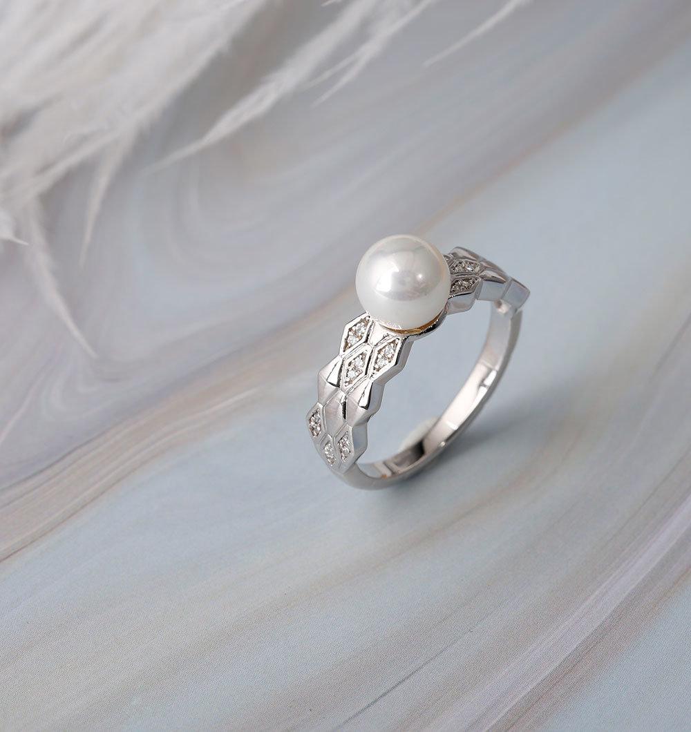 Fashion Accessories Factory Wholesale 925 Silver Elegant Jewellery Pearl AAA Cubic Zirconia Moissanite Lab Diamond Fine Ring