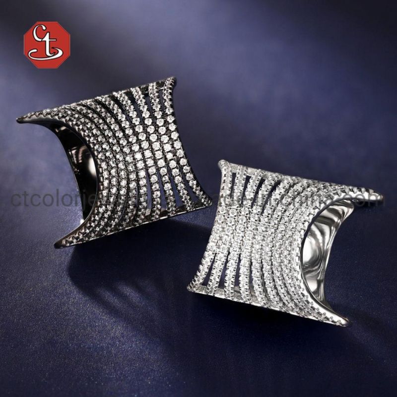 Rhodium Rings with Cubic Zircon High Quality Jewelry Ring