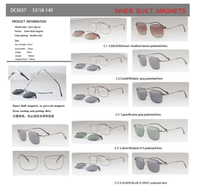 Ready Goods Clip on Inner Build Magnetic Magnet Frames Clip on Sunglasses DC3035 - DC3039