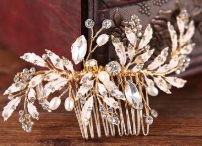 Rose Gold Crystal Hair Comb Hair Vines Headpiece. Wedding Bridal Crystal Flower Hair Comb Hair Vines