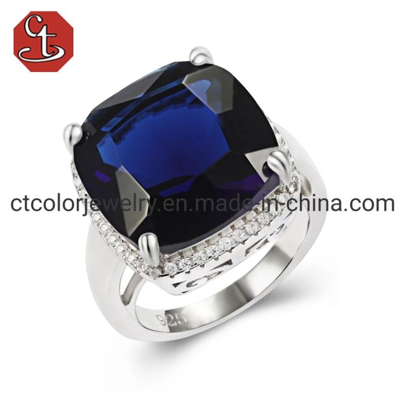 Original Design Rectangle Ruby Sterling Silver Rings Women Fine Jewelry Wedding Ring