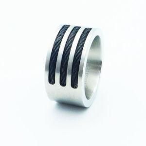 Fashion Plated Black Wire Stainless Steel Rings Jewelry