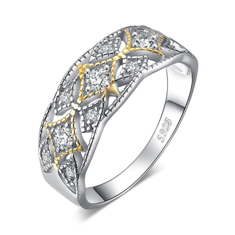 Fashion Jewelry 925 Sterling Silver Vintage Filigree Cubic Zirconia Statement Ring Wholesale
