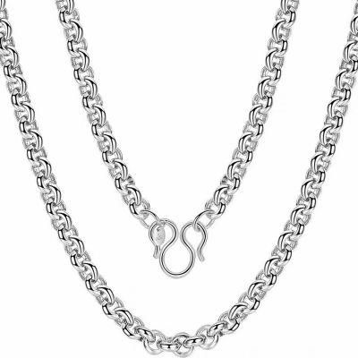 Pearl Chain Necklace for Men Women Stainless Steel Link Chain Necklaces Water Resistant Thick Metal Jewelry