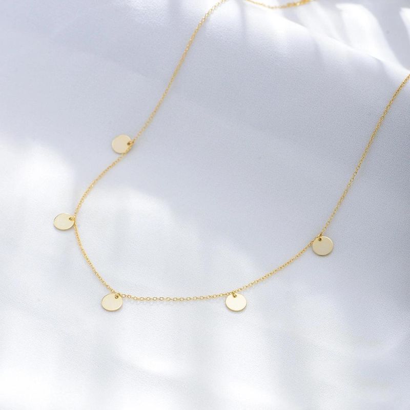 Latest 925 Sterling Silver Gold Plated Round Disc Choker Necklace 2022