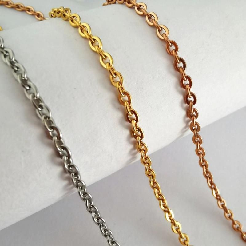 Free Sample Stainless Steel Flat Cable Chain Necklace Anklet Bracelet Fashion Jewelry for DIY Decoration Design
