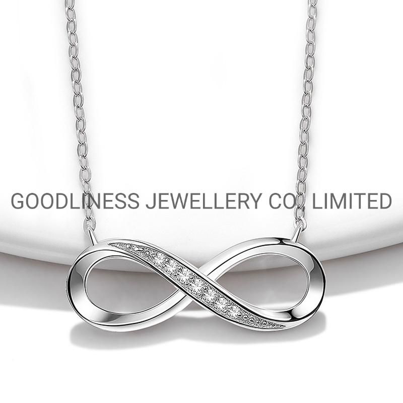 925 Sterling Silver Jewelry Women CZ Ifinity Pendant Necklace