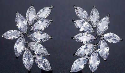 Bridal Pear CZ Earring, Wedding Pear CZ Earring Necklace Jewelry Set, Bridesmaid Earring Jewelry