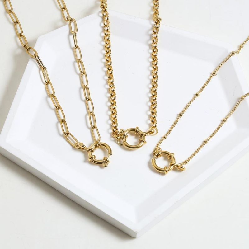 Manufacturer Custom Fashion jewellery Gold 2022 Stainless Steel Jewelry Female Necklace